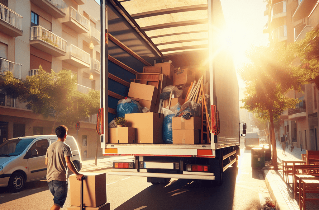Camión de mudanzas en L’Horta Nord durante traslado residencial