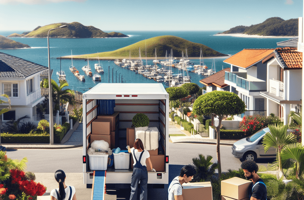 Camión de mudanzas en San Pedro del Pinatar en zona residencial junto al mar