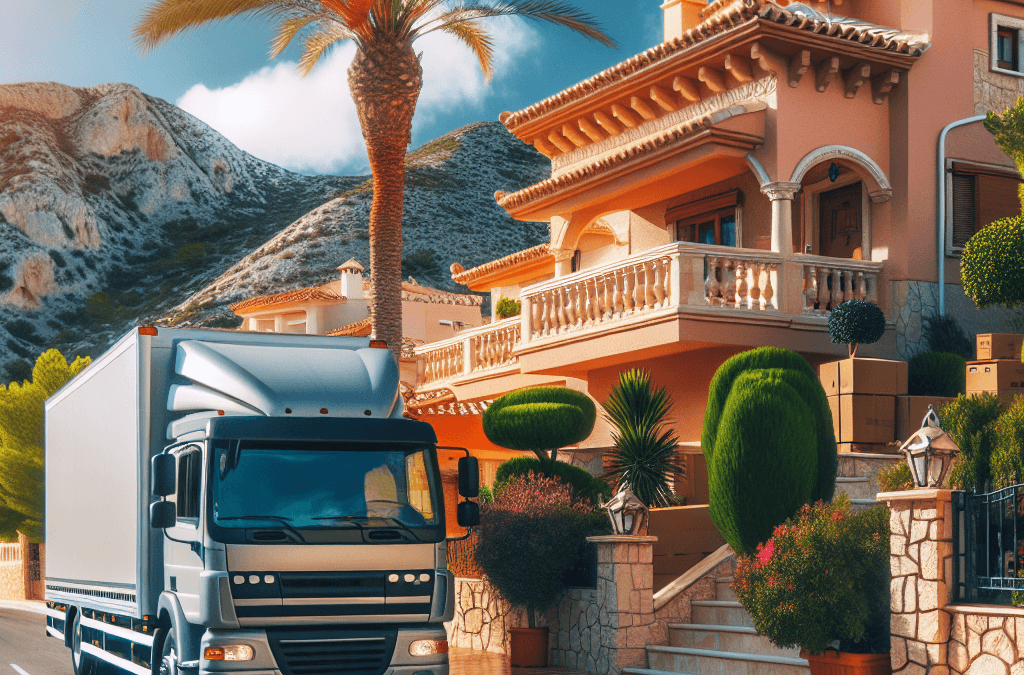 Camión de mudanzas en Calpe con cajas y equipo preparado para traslado
