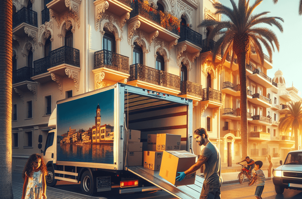 Camión de mudanzas en Denia con cajas y muebles preparados para transporte