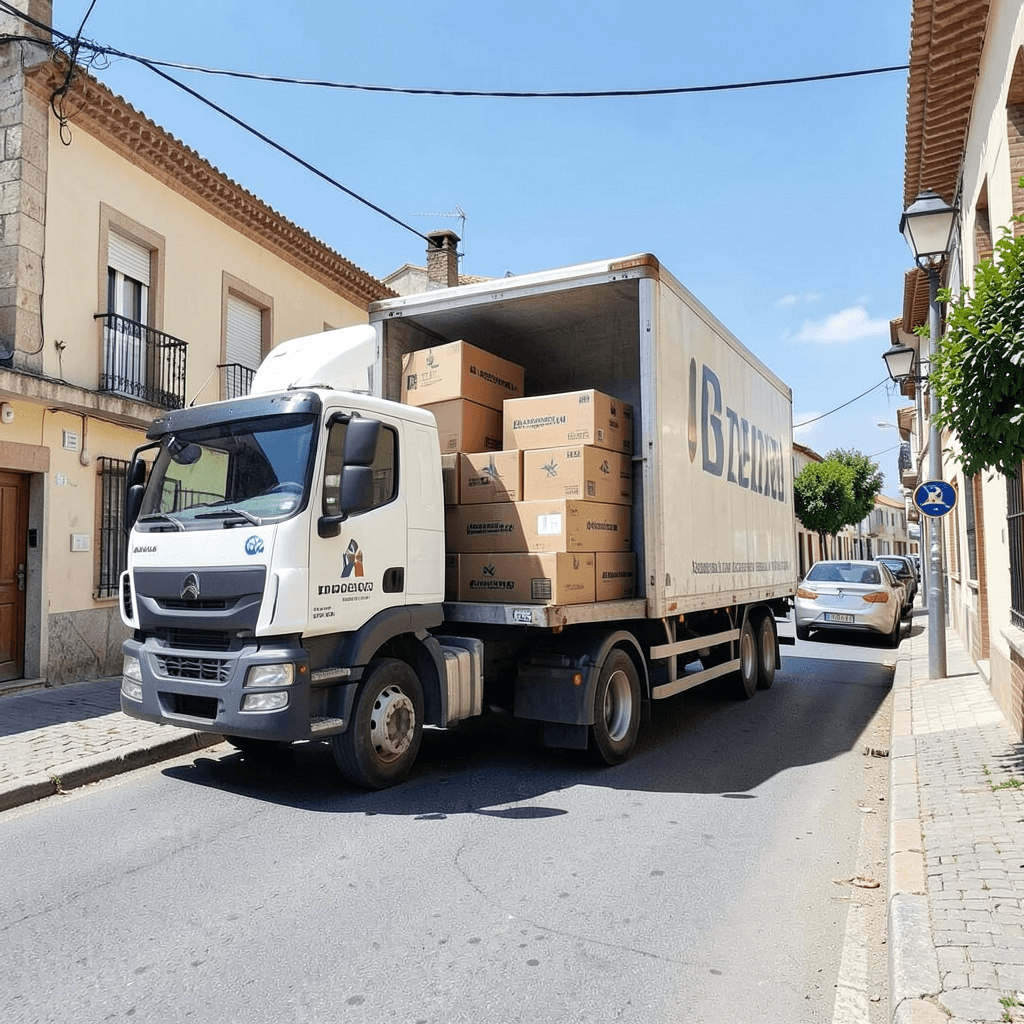 Camión de mudanza realizando un traslado de larga distancia en España