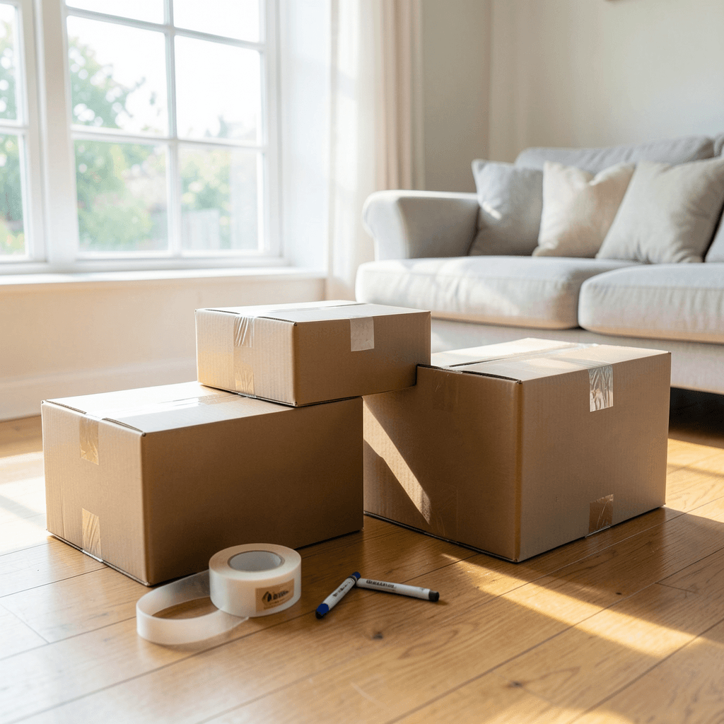 Cajas organizadas para seguir una checklist completa para una mudanza perfecta