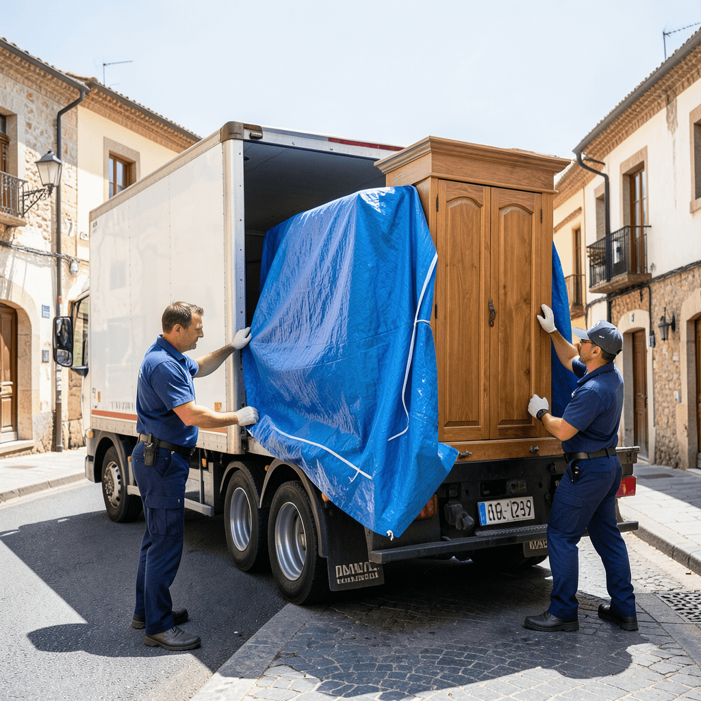 Camión y operarios realizando mudanzas en el Vinalopó: guía por municipios